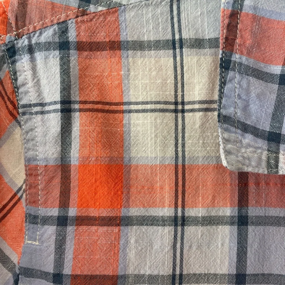 J. Crew Men's Orange and Blue Plaid Shirt